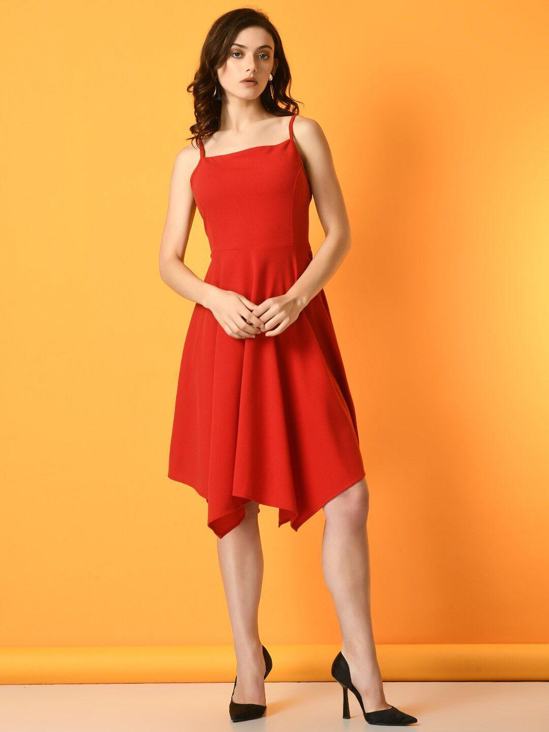 dressberry red shoulder straps a-line dress