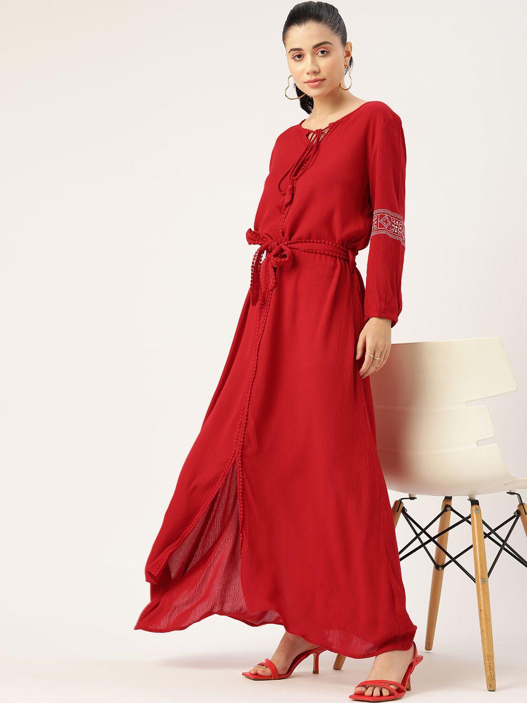 dressberry red solid maxi dress