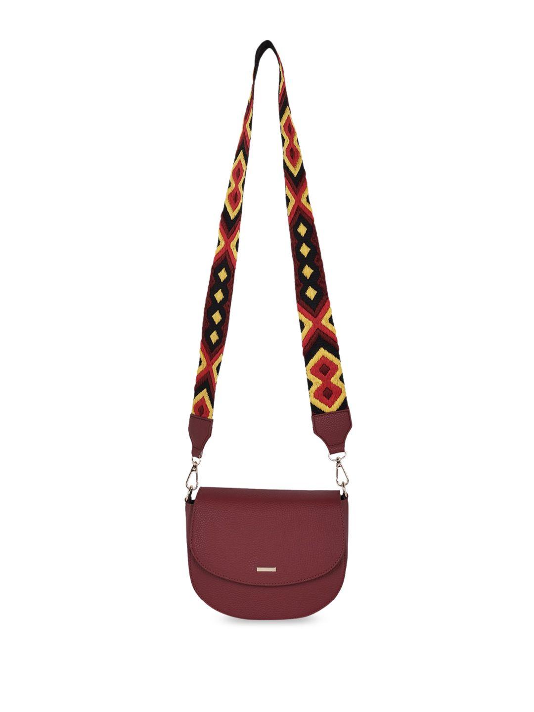 dressberry red textured structured sling bag
