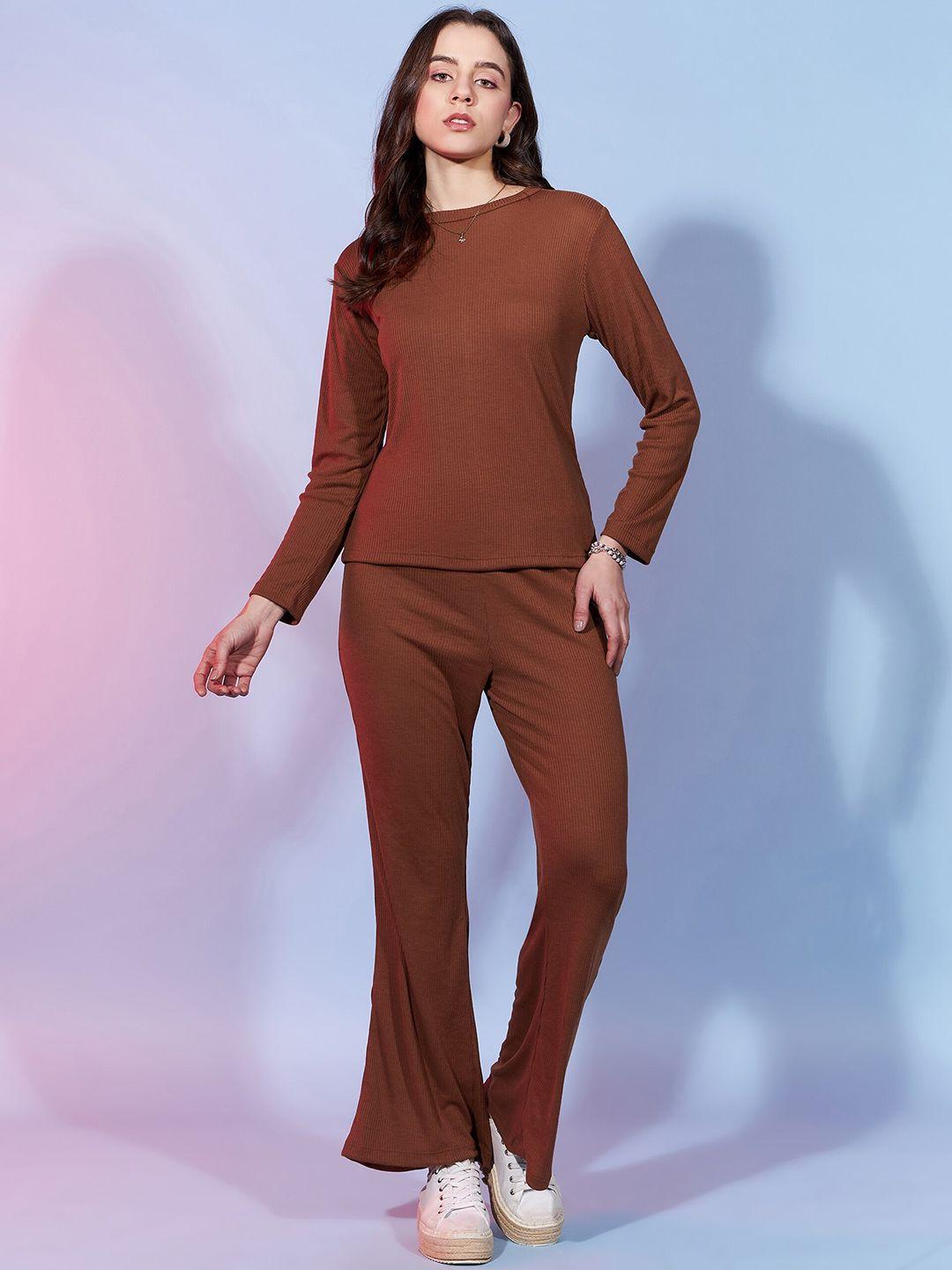 dressberry ribbed round-neck t-shirt with trouser co-ords