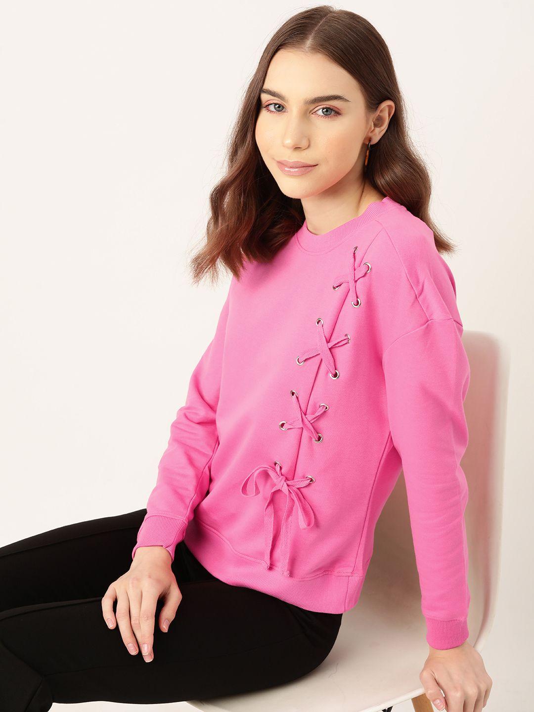 dressberry rivets & criss-cross tie up detail sweatshirt