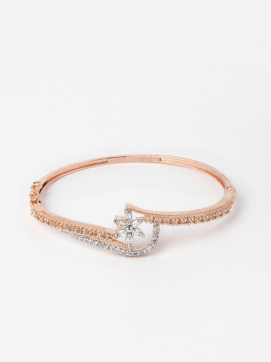 dressberry rose gold & white brass american diamond rose gold-plated bangle-style bracelet