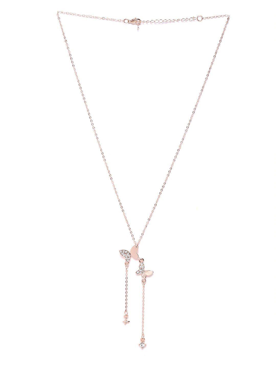 dressberry rose gold-plated butterfly-shaped necklace