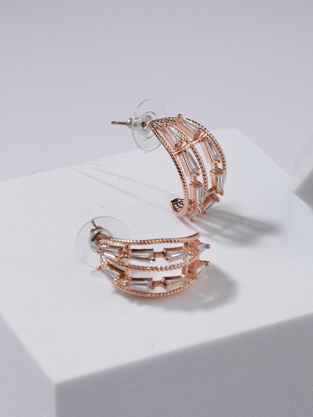 dressberry rose gold toned rose gold-plated circular half hoop earrings