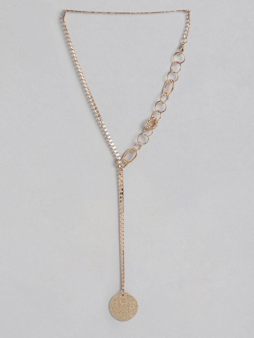dressberry rose gold-toned textured lariat necklace