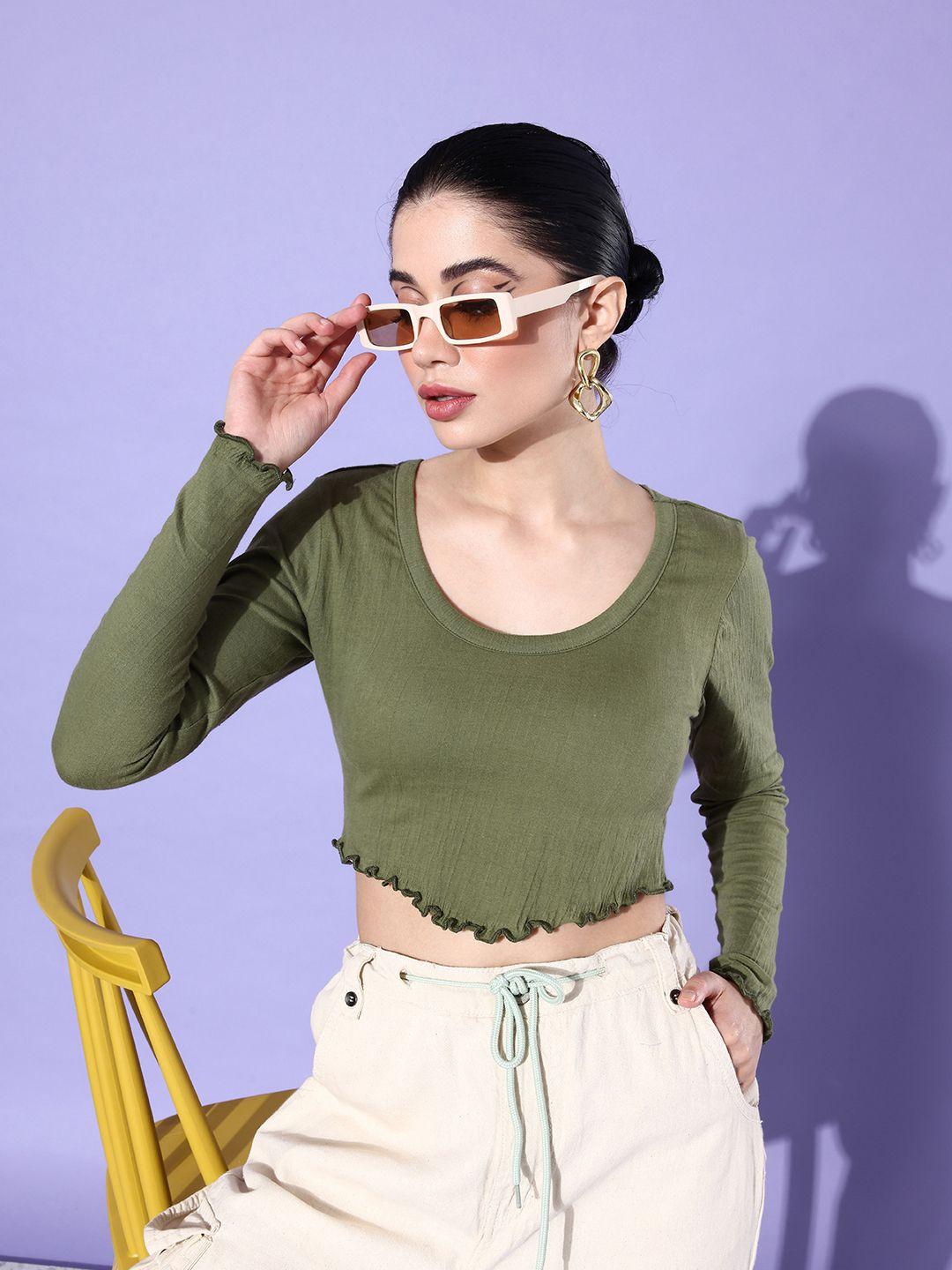 dressberry round neck pure cotton crop top