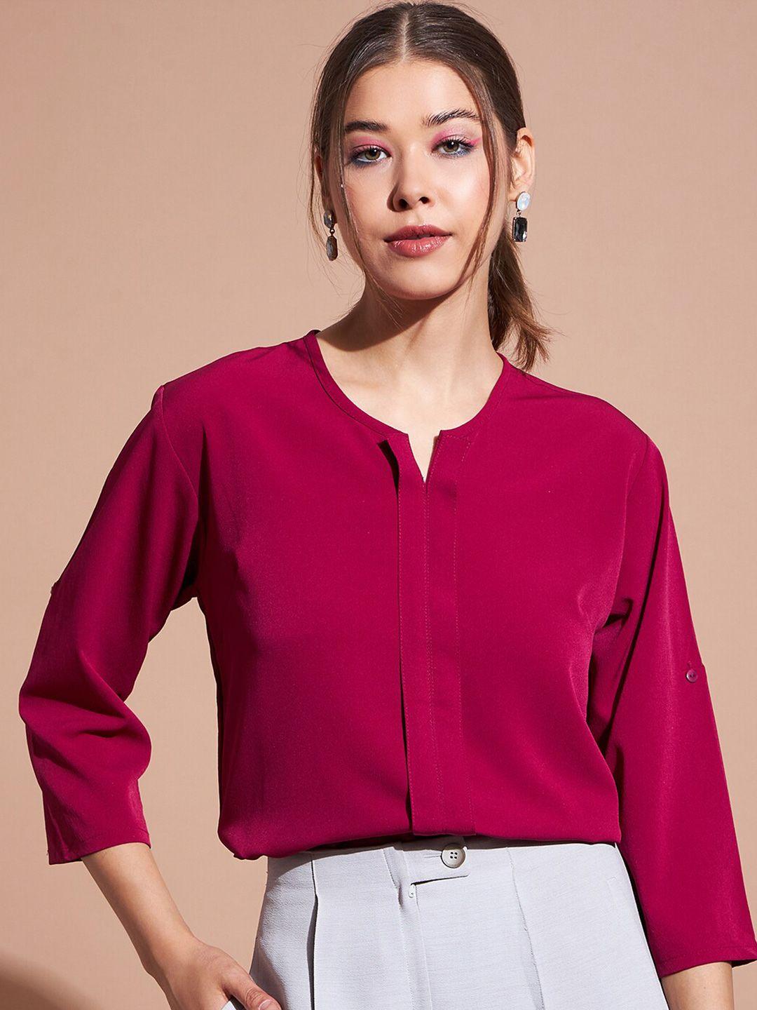dressberry round neck three-quarter sleeves top