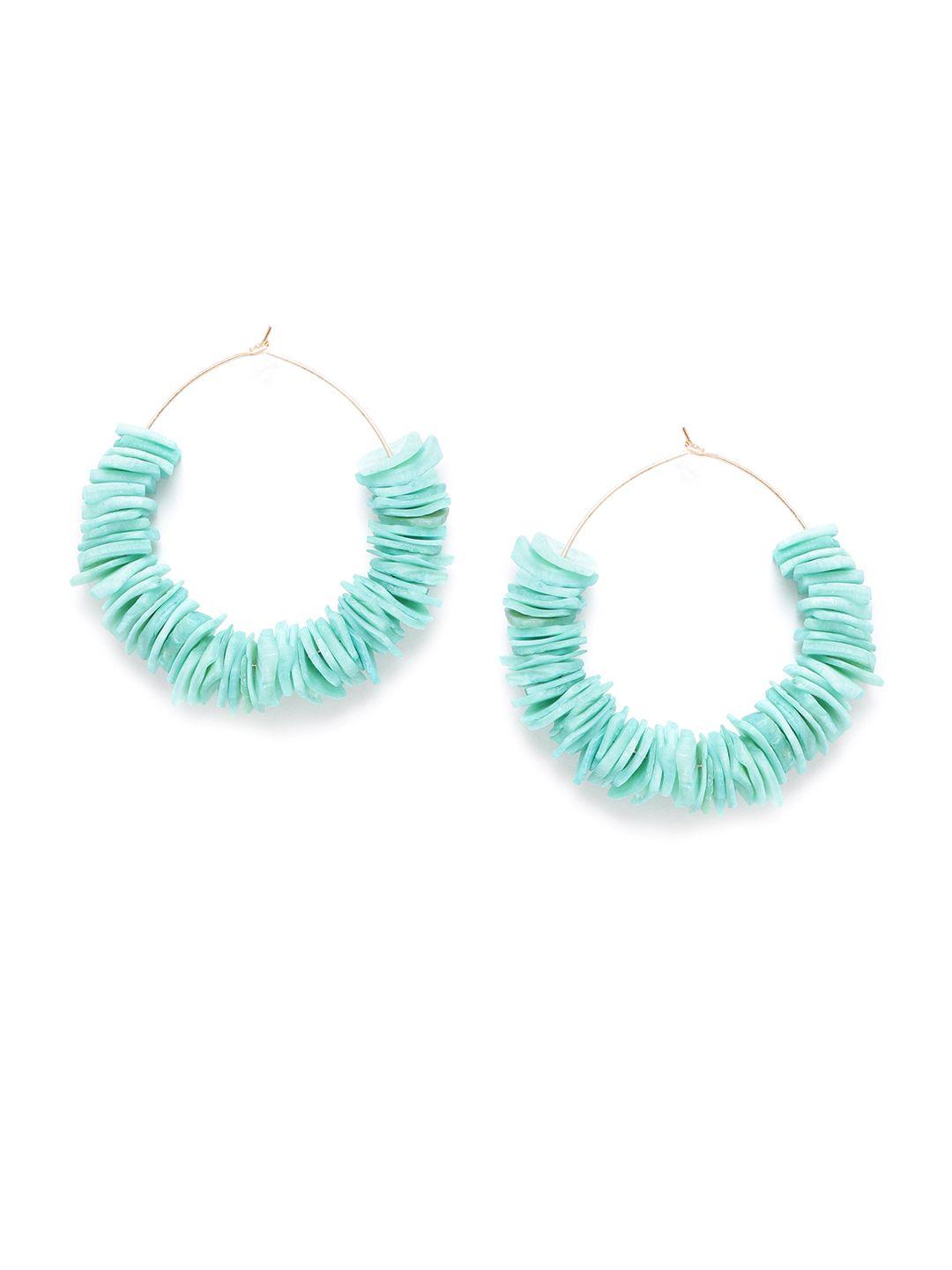 dressberry sea green shell oval hoop earrings