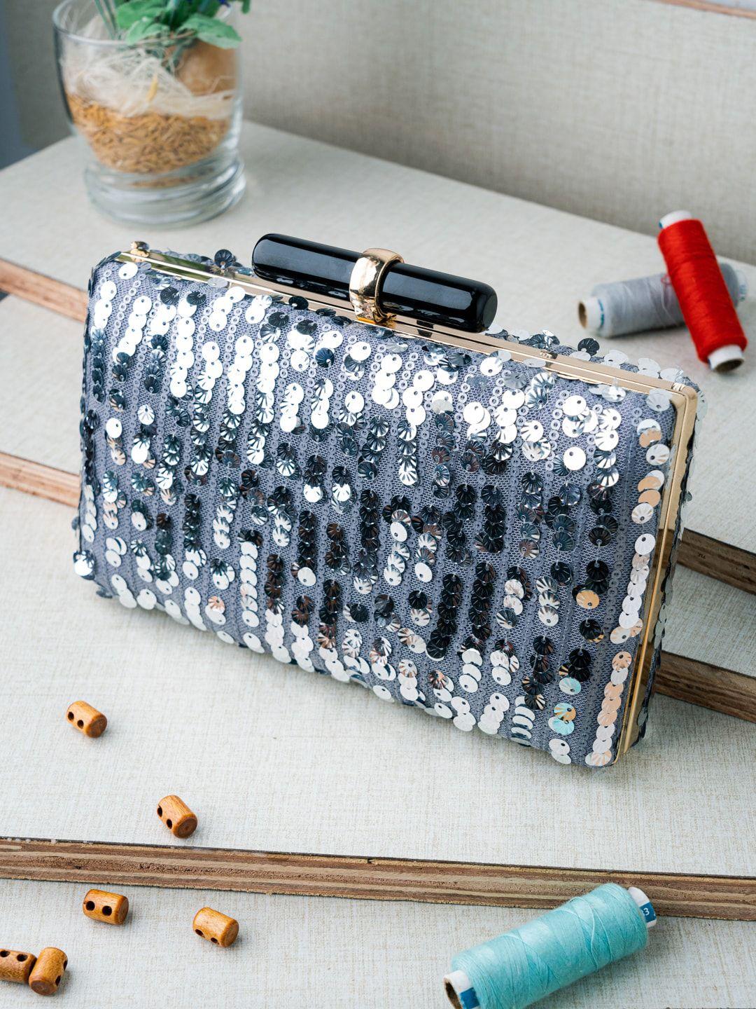 dressberry sequined embellished box clutch