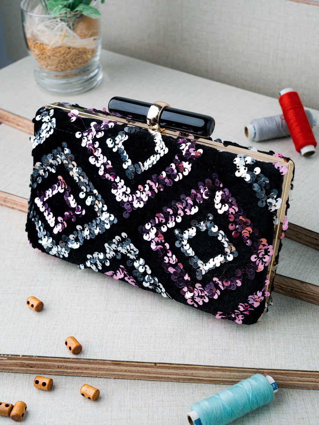 dressberry sequinned embellished box clutch