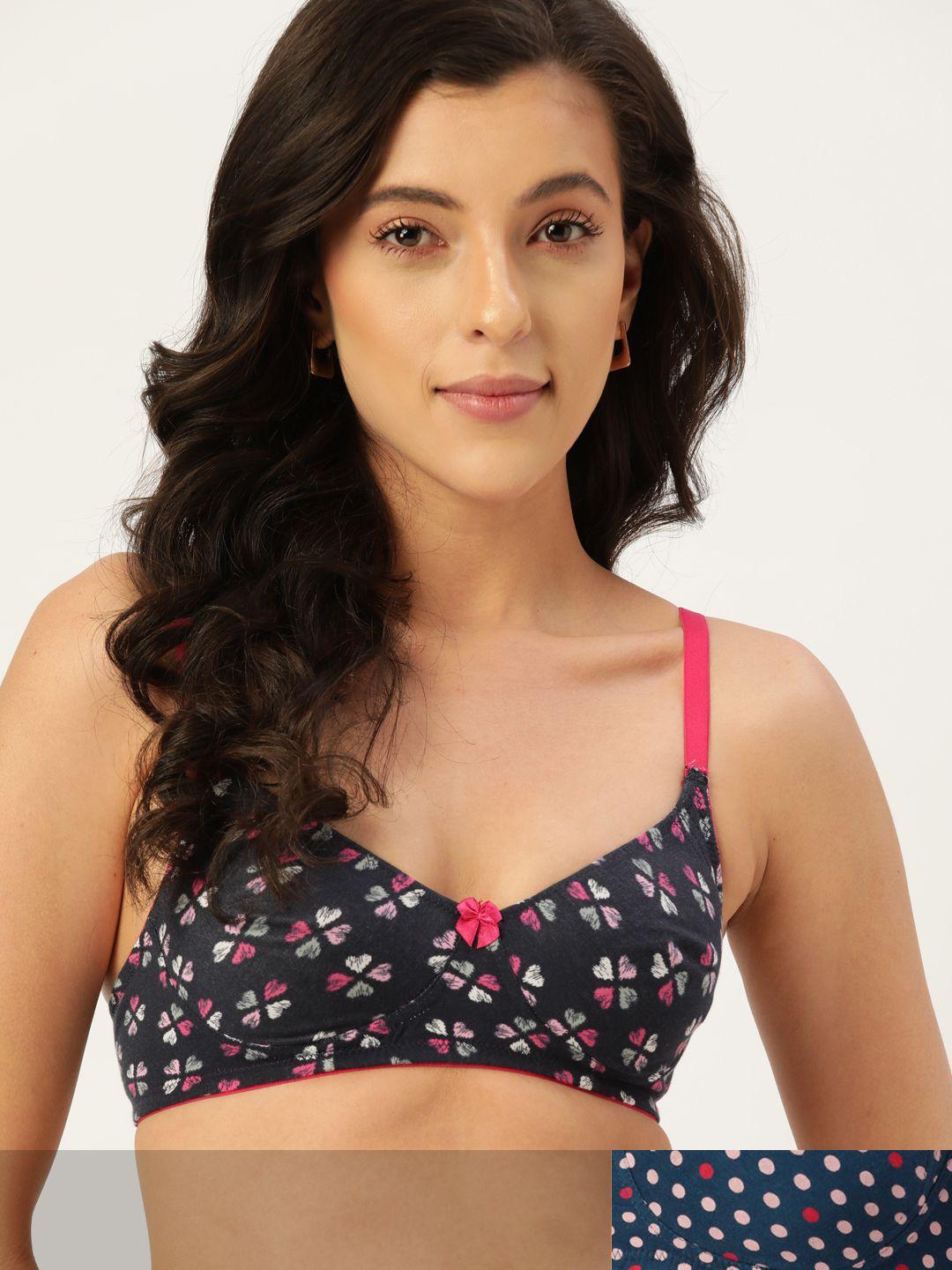 dressberry set of 2 black & navy blue geometric bra