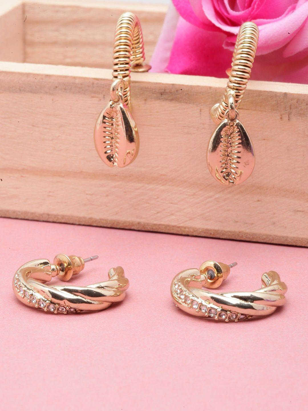 dressberry set of 2 gold-plated circular drop earrings