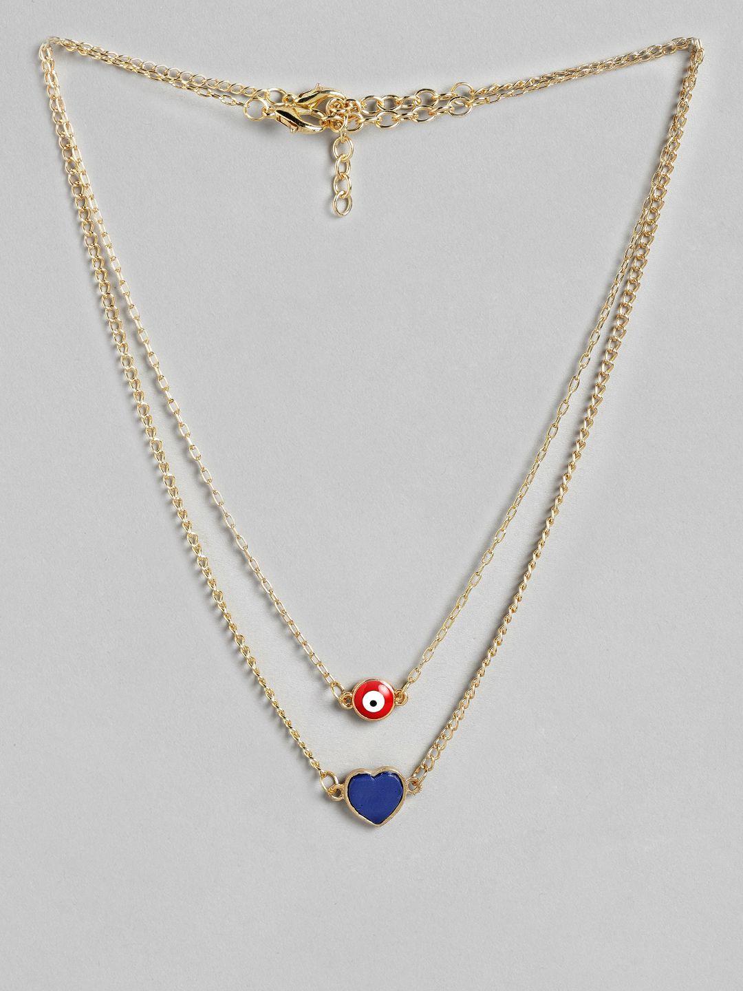 dressberry set of 2 rose gold-toned evil eye necklaces
