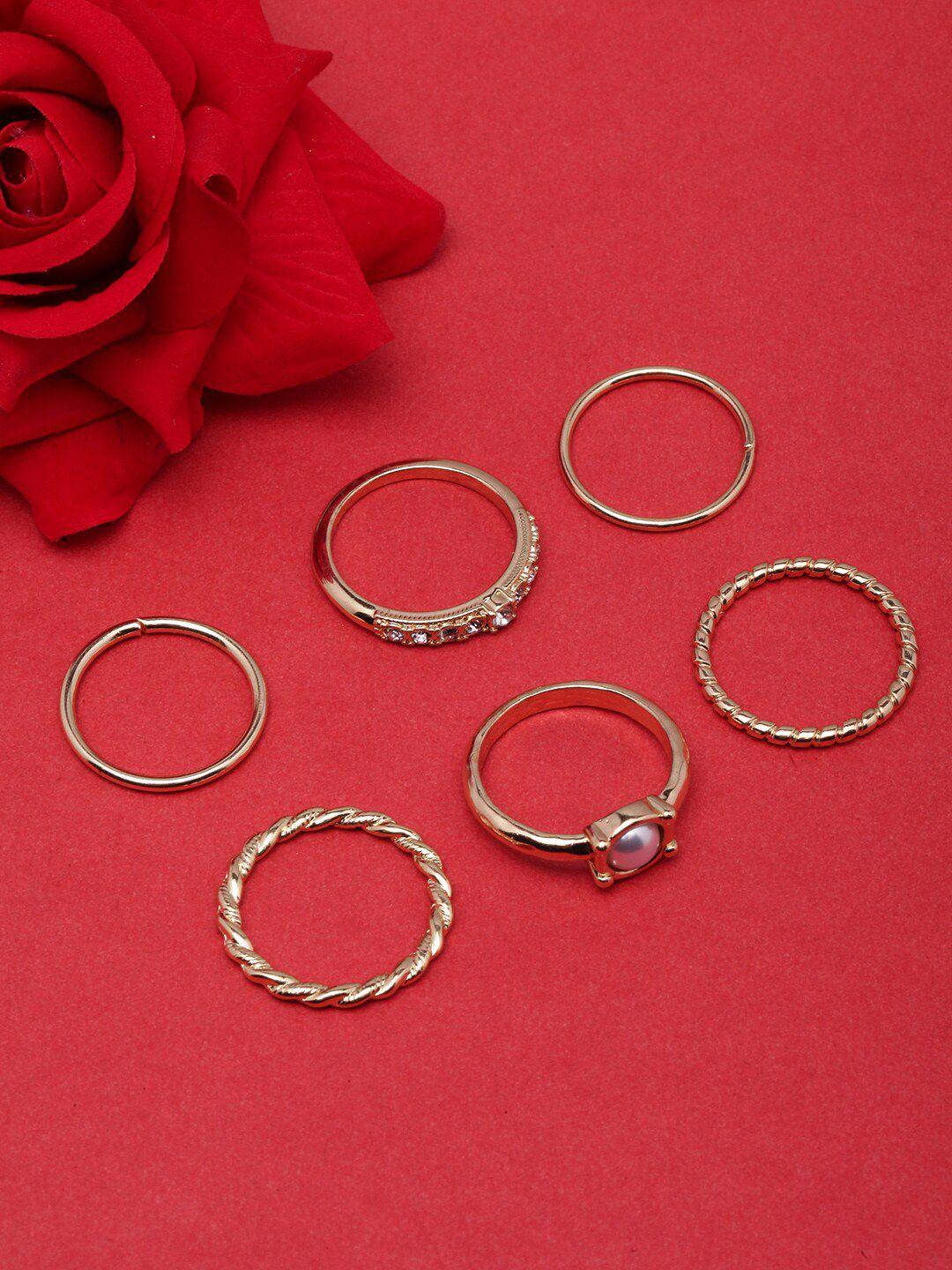 dressberry set of 6 gold-plated finger rings