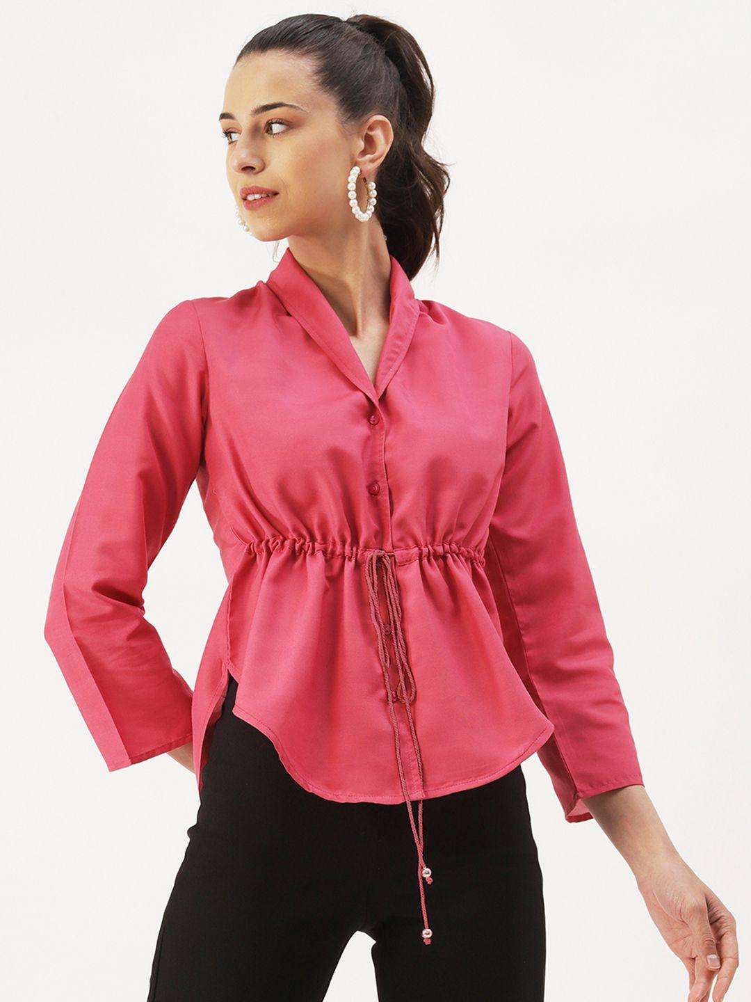 dressberry shirt collar cinched waist top