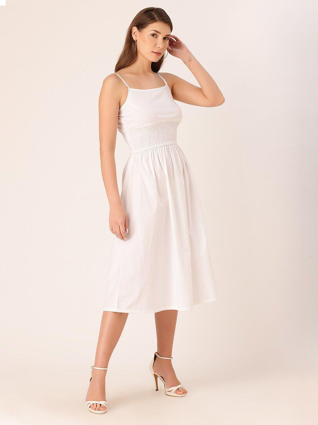 dressberry shoulder strap smocked a-line midi dress