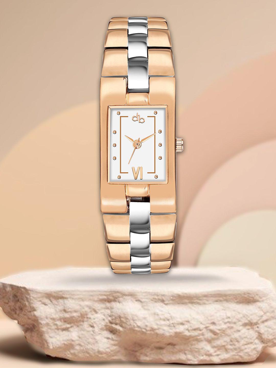 dressberry silver -toned women embellished dial & stainless steel straps analogue db-012