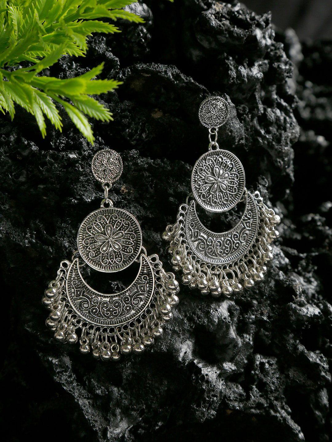 dressberry silver-plated contemporary chandbalis