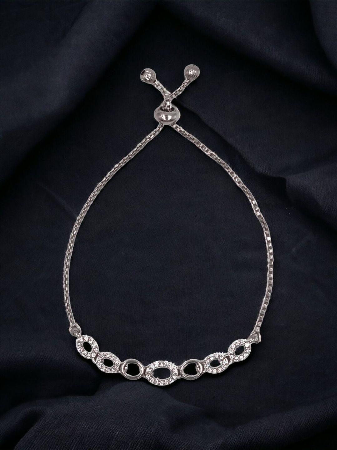 dressberry silver-plated cubic zirconia studded charm bracelet