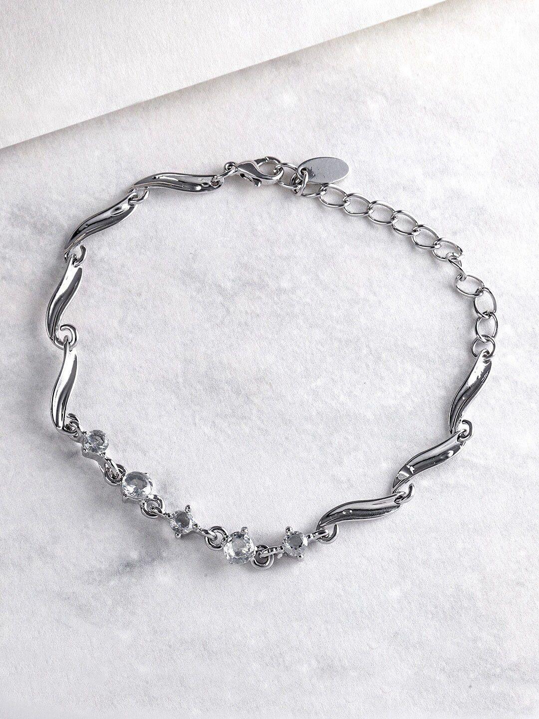 dressberry silver-plated stone-studded link bracelet