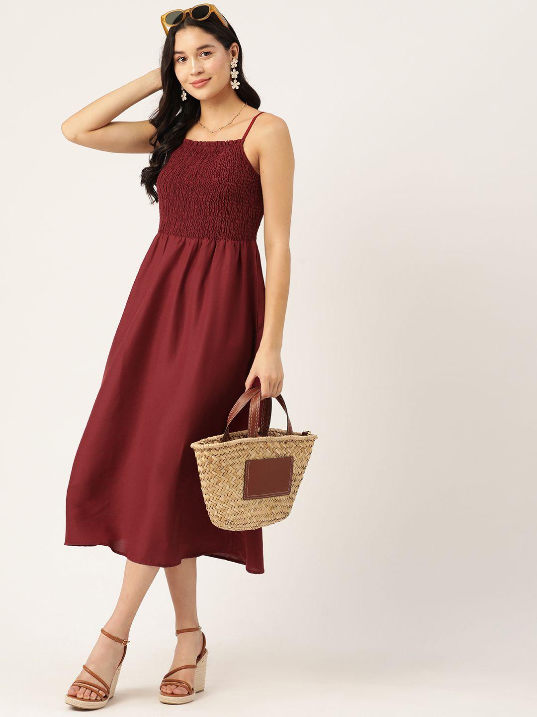 dressberry smocked fit & flare midi dress