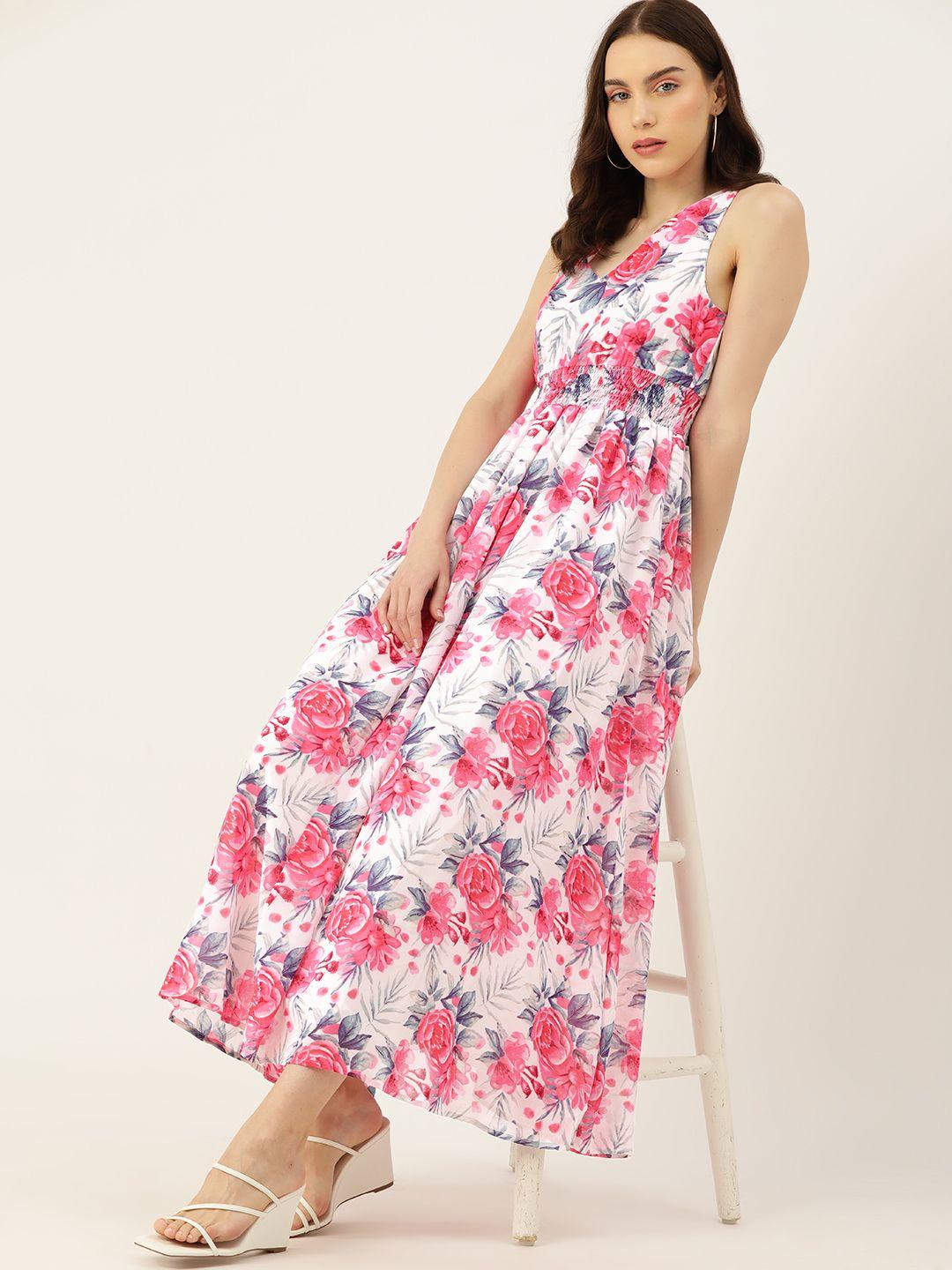 dressberry smocked floral print maxi dress