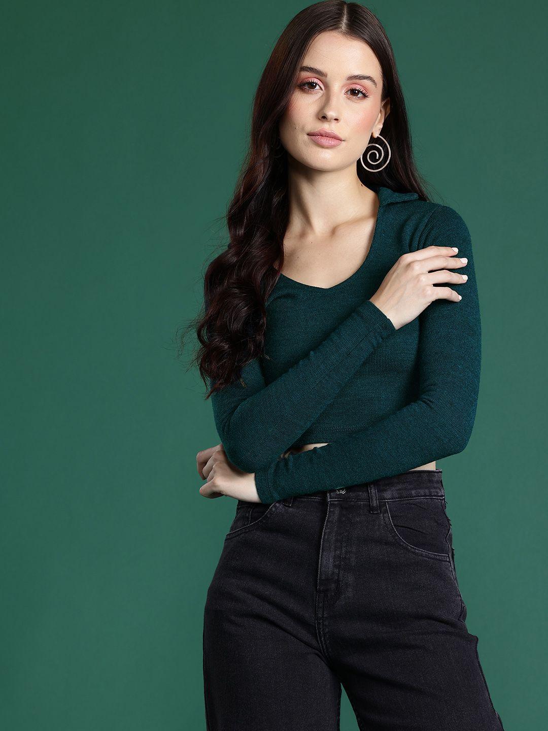 dressberry solid acrylic crop pullover