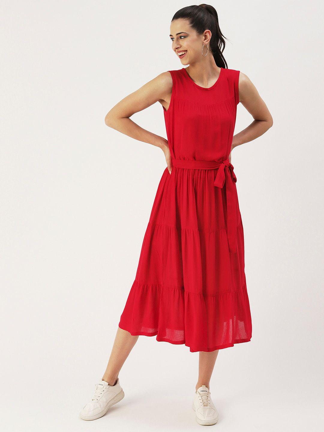 dressberry solid crepe midi dress