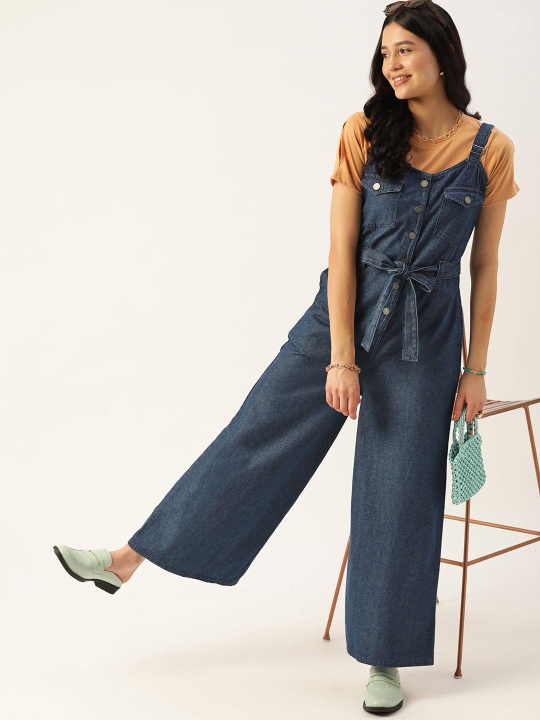 dressberry solid denim dungarees