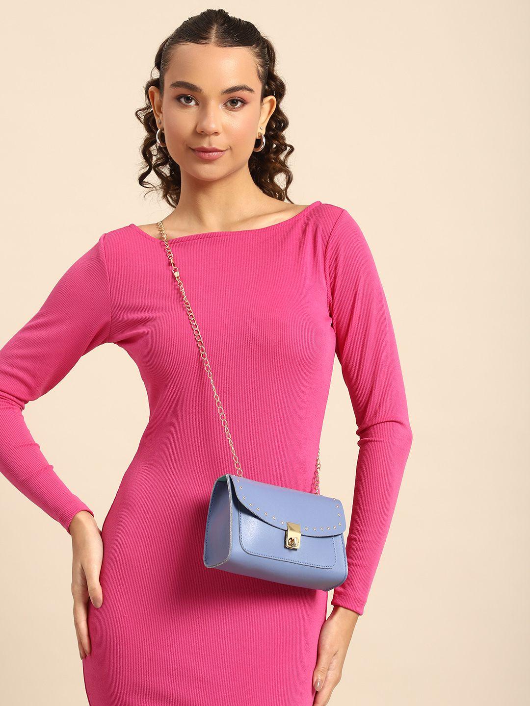 dressberry solid embellished structured sling bag