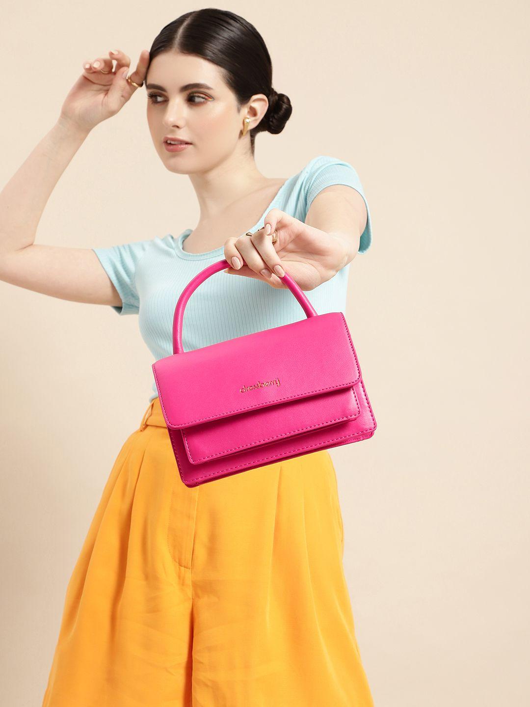 dressberry solid pu structured satchel