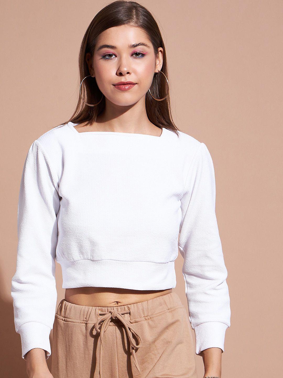 dressberry square neck long sleeves crop top