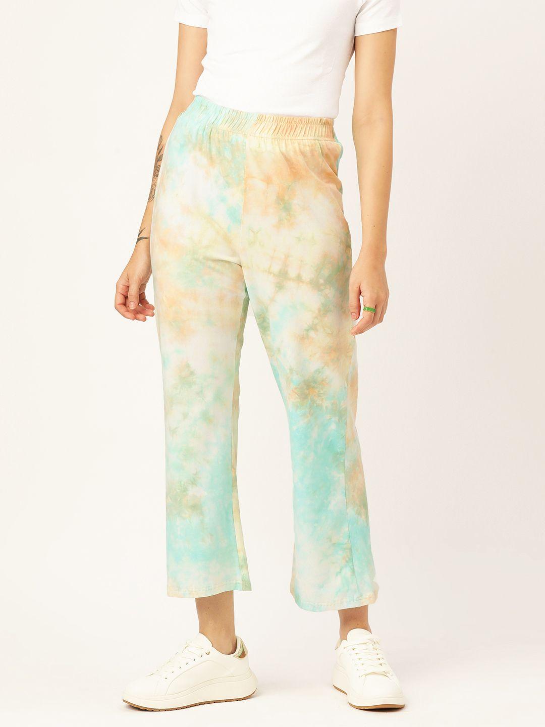 dressberry tie & dye printed high-rise easy wash trousers