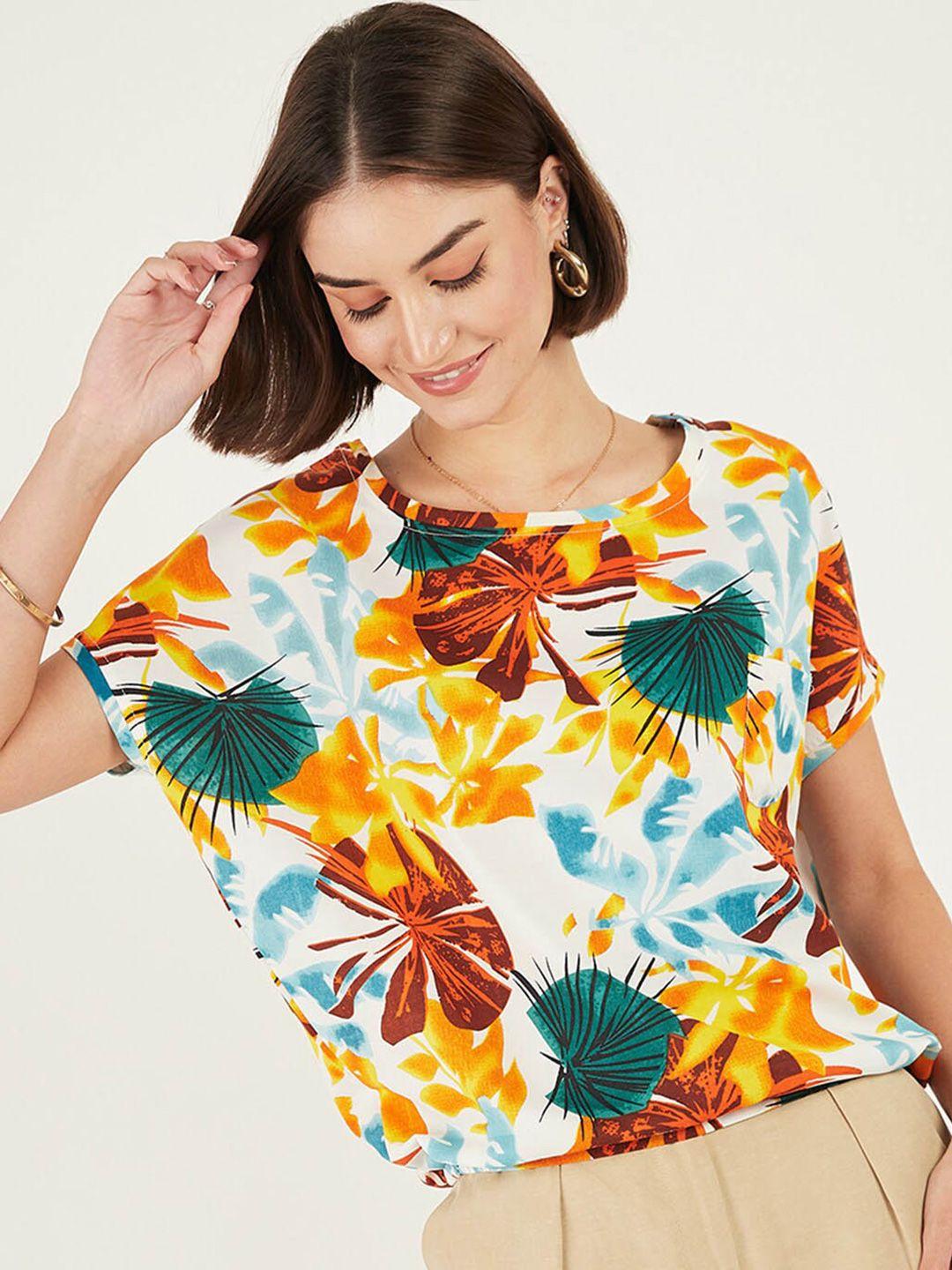 dressberry tropical print extended sleeves top