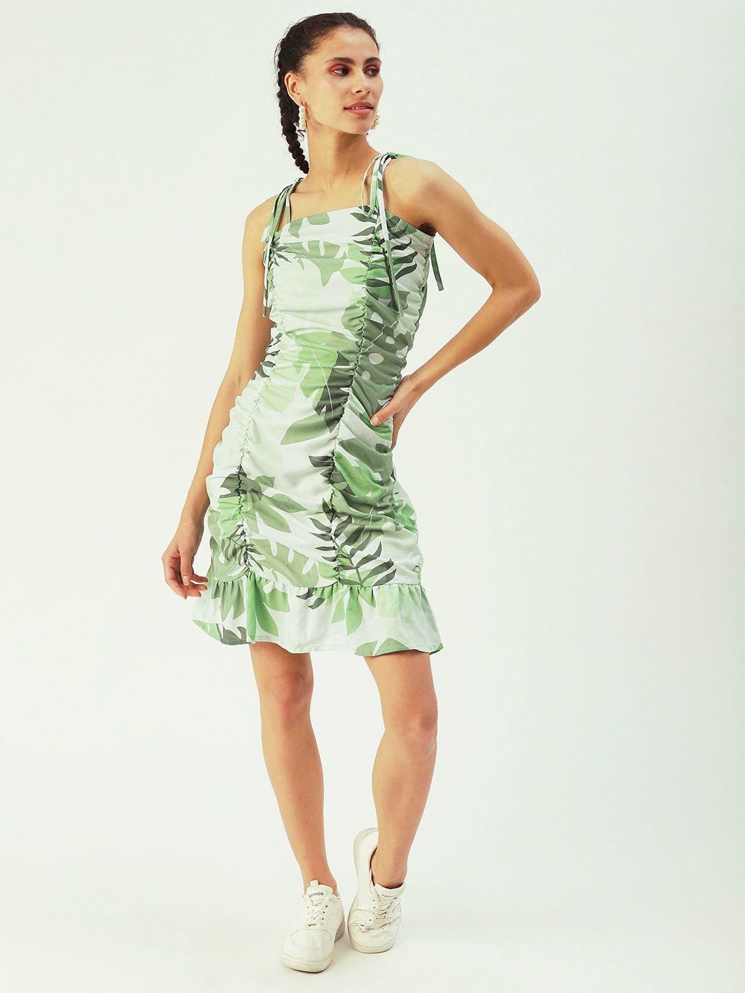 dressberry tropical printed shoulder straps sheath dress