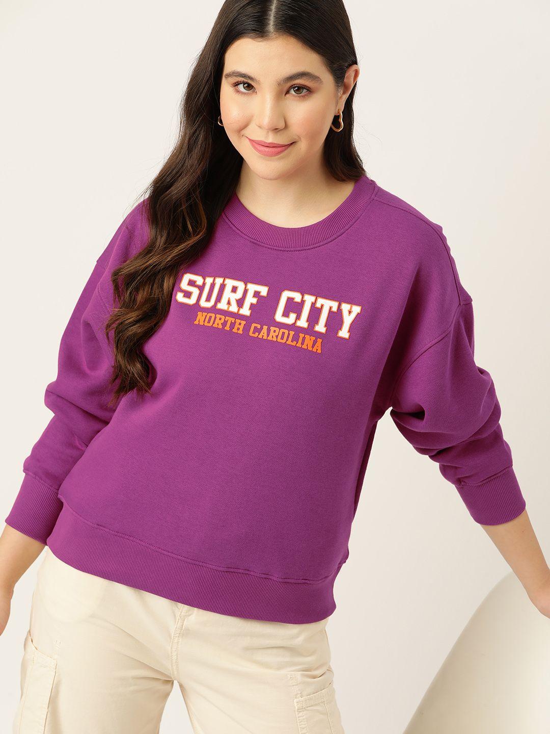 dressberry typography embossed drop shoulder sleeves sweatshirt