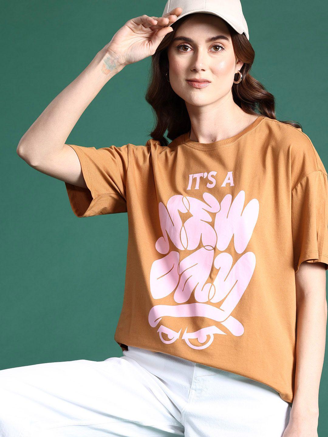 dressberry typography print oversized pure cotton longline t-shirt