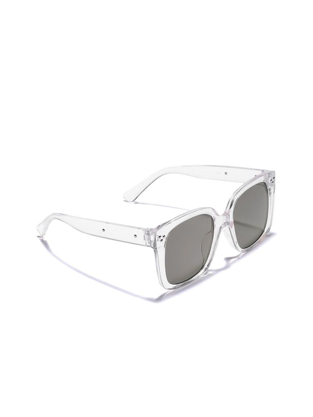 dressberry unisex black lens & silver-toned rectangle sunglasses with uv protected lens