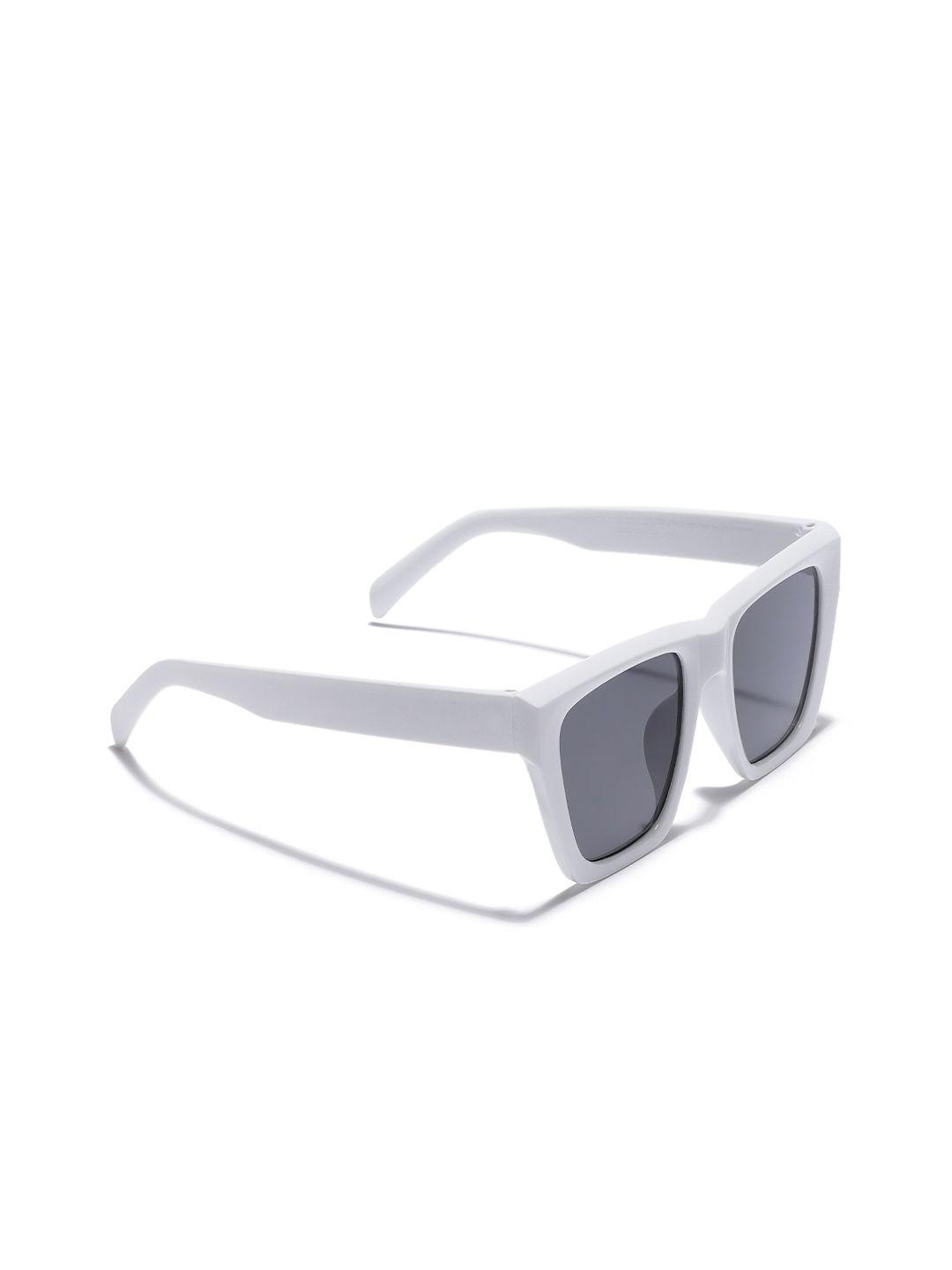 dressberry unisex black lens & white square sunglasses with uv protected lens