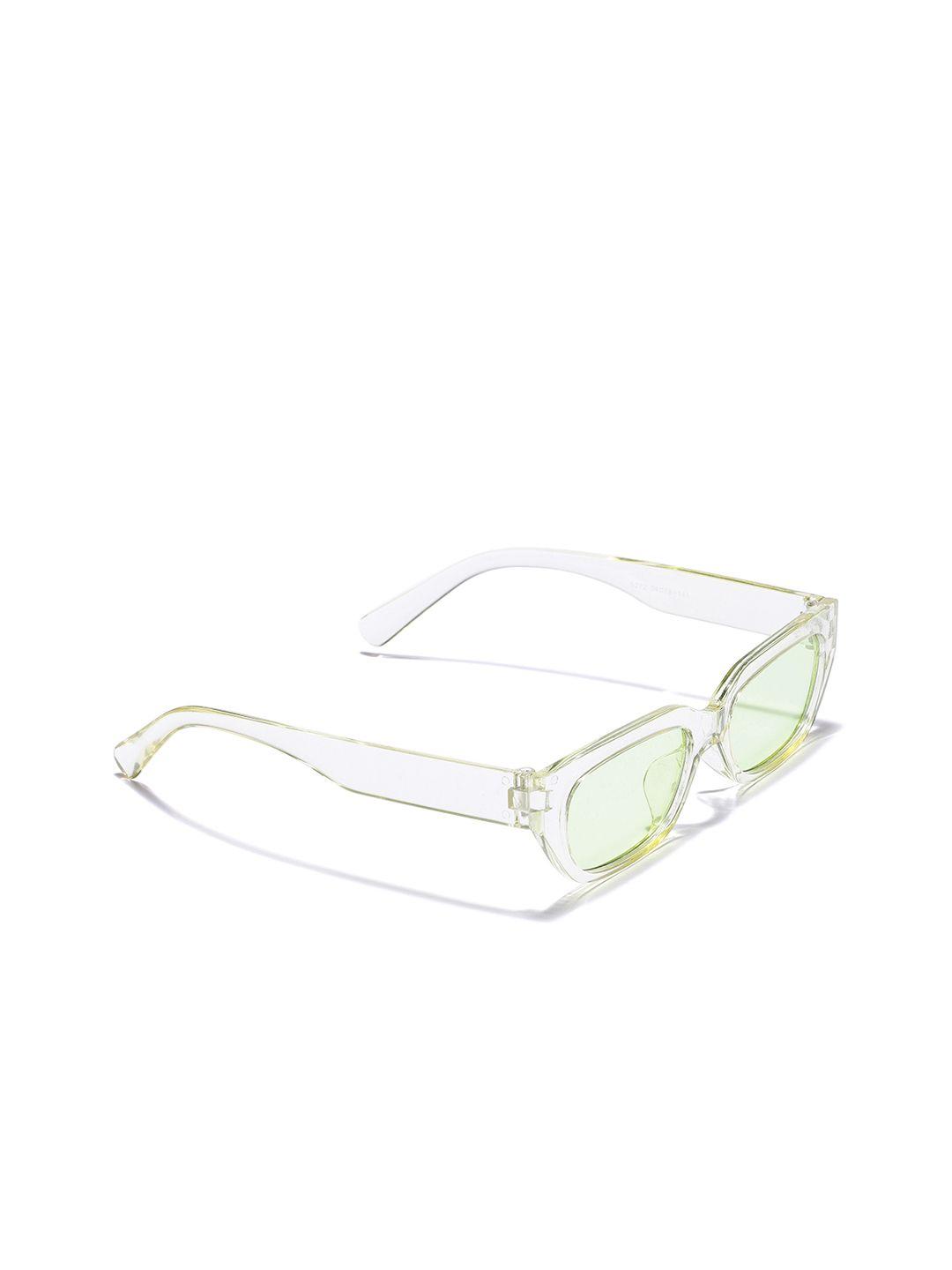 dressberry unisex green lens & silver-toned rectangle sunglasses with uv protected lens