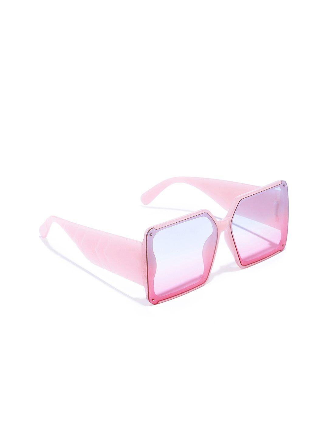 dressberry unisex pink lens & pink square sunglasses with uv protected lens