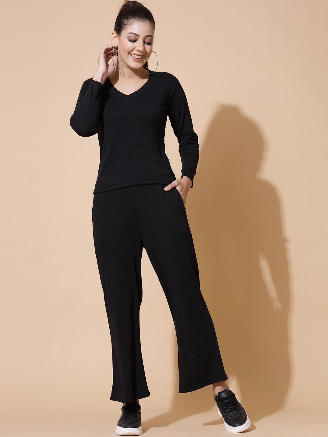dressberry v-neck ribbed t-shirt & trousers