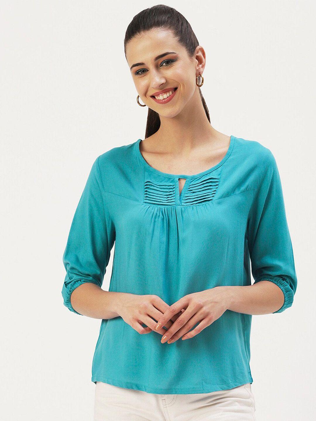 dressberry woman solid keyhole neck top