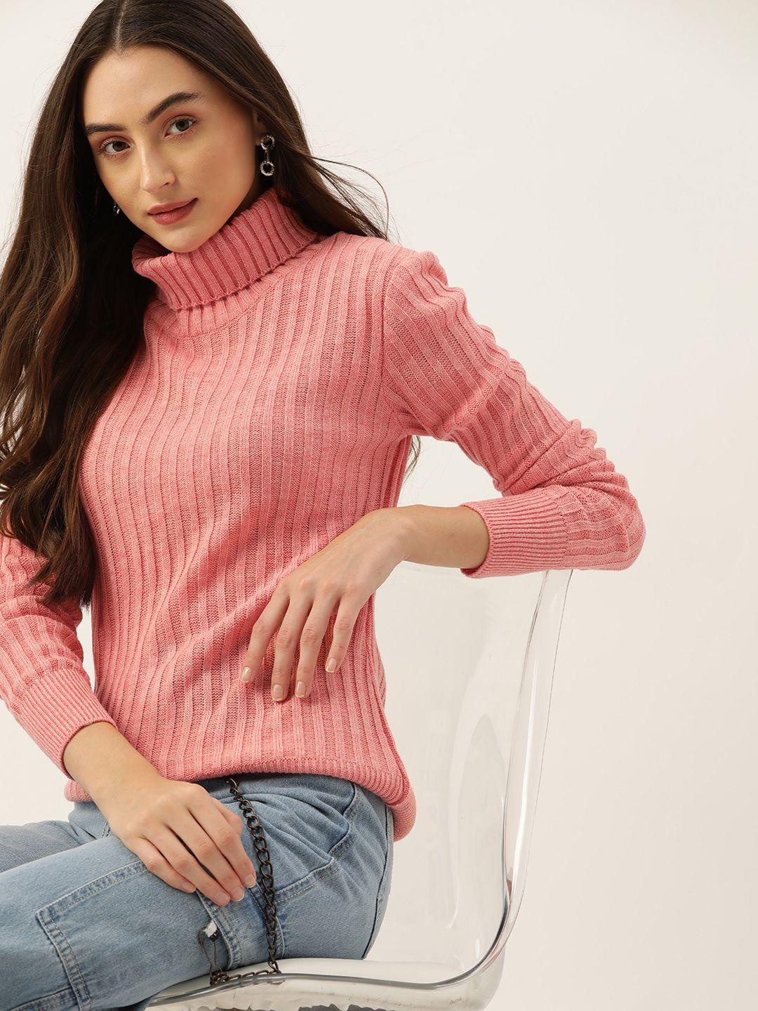 dressberry women acrylic ribbed turtle neck pullover