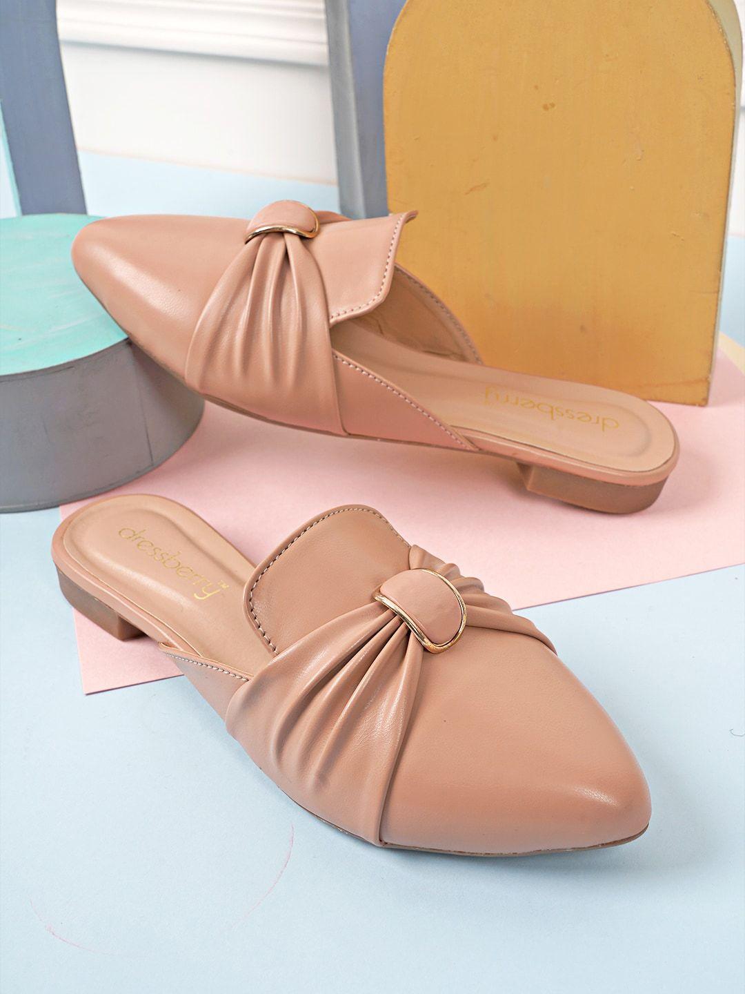 dressberry women beige mules with bows flats