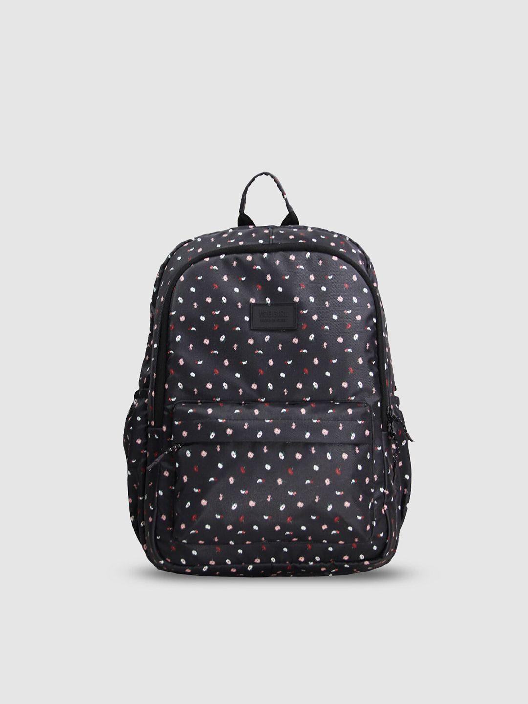 dressberry women black & white floral printed backpack