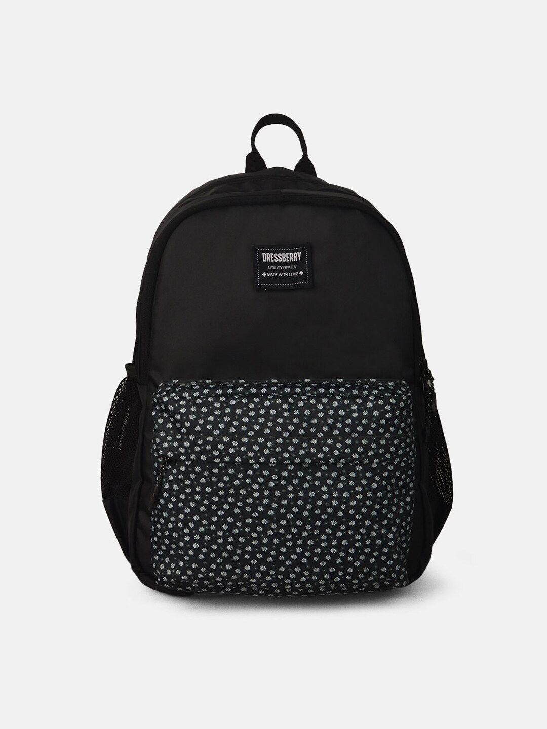 dressberry women black & white small printed backpack