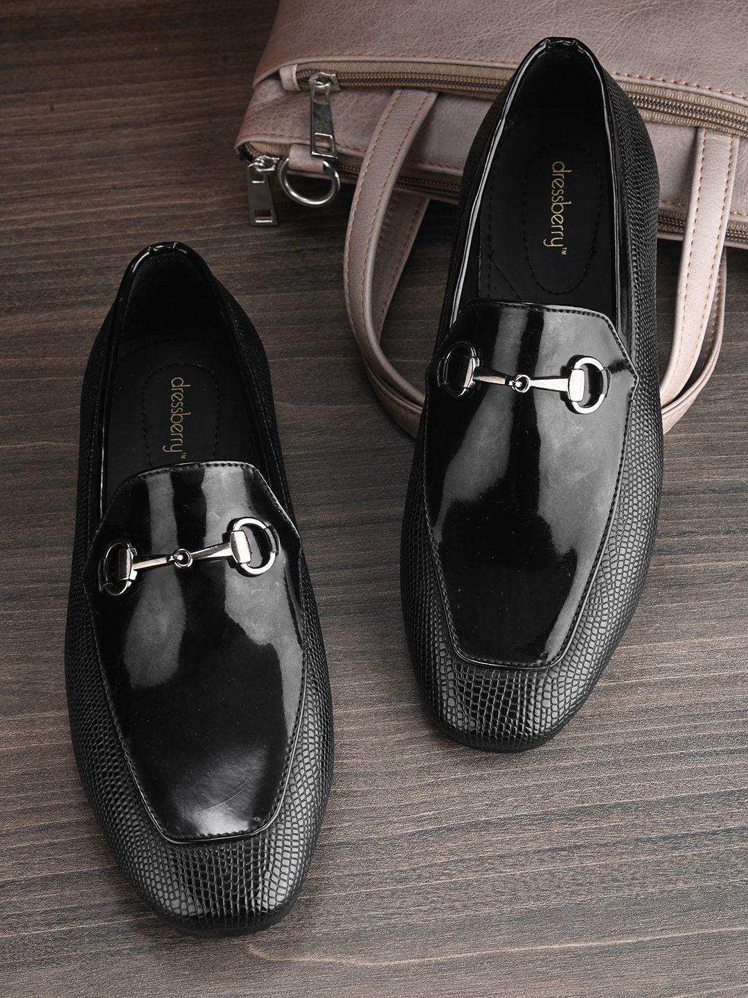 dressberry women black embellished lightweight comfort insole horsebit loafers