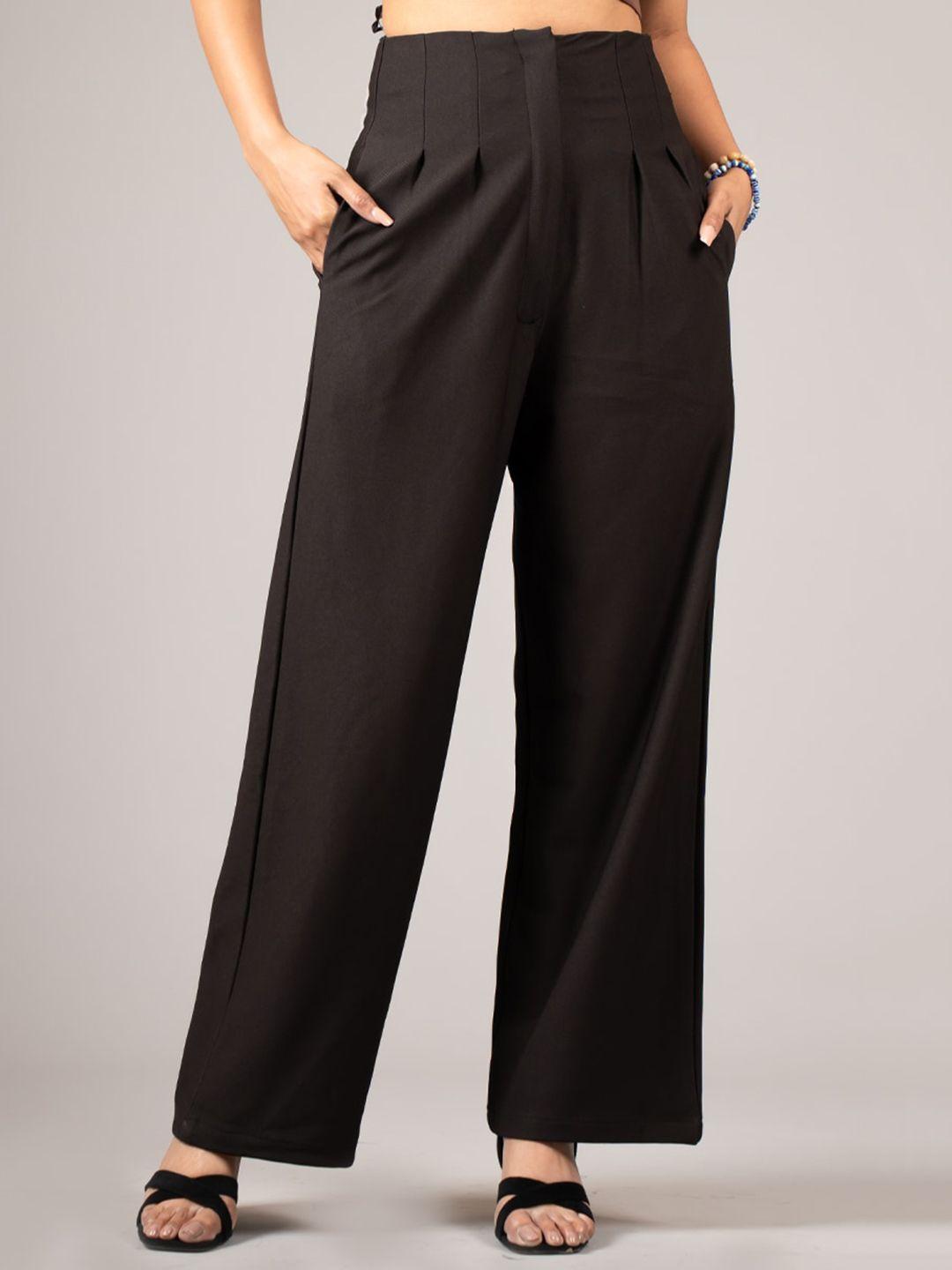 dressberry women black high-rise pleated trouser