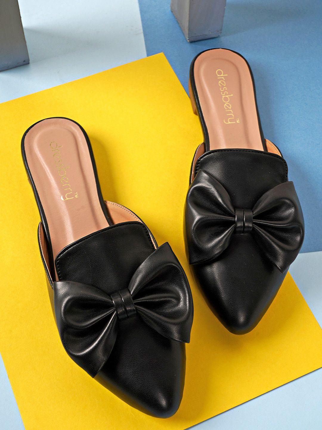 dressberry women black mules with bows flats